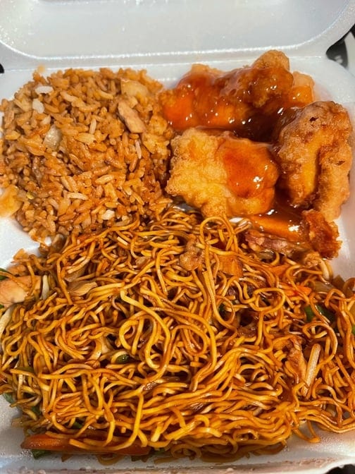 Lunchbox #5 - Pork Lo Mein and Sweet & Sour Chicken.