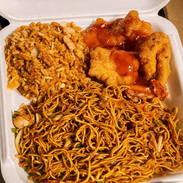 Lunchbox #5 - Pork Lo Mein and Sweet & Sour Chicken.